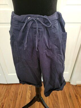 Real Essentials Navy Cargo Convertible Pants/Shorts 12 Nautical Preppy Travel